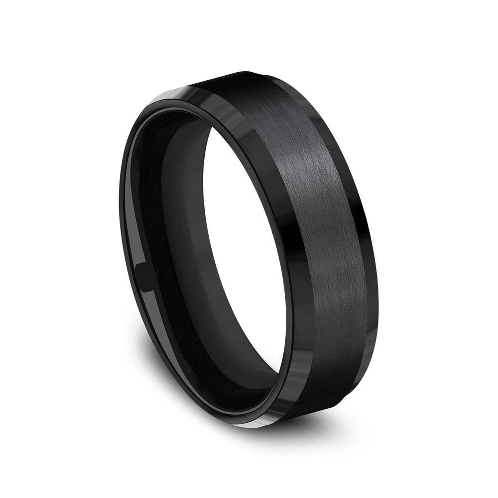 The Chancellor Men's Wedding Band in Black Titanium - 7mm Width by Forge