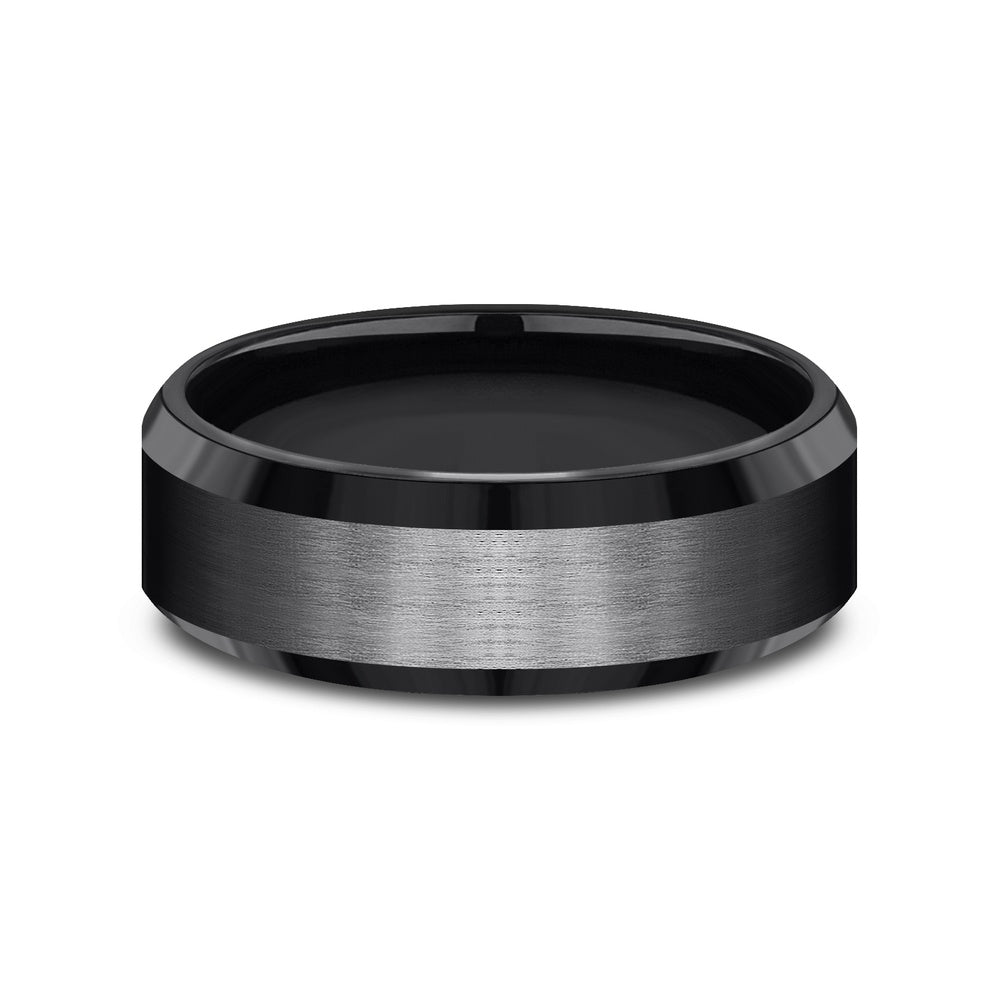 The Chancellor Men's Wedding Band in Black Titanium - 7mm Width by Forge