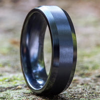 The Chancellor Men's Wedding Band in Black Titanium - 7mm Width by Forge