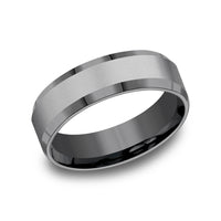The Chancellor Men's Wedding Band in Darkened Tantalum - 7mm Width by Tantalum
