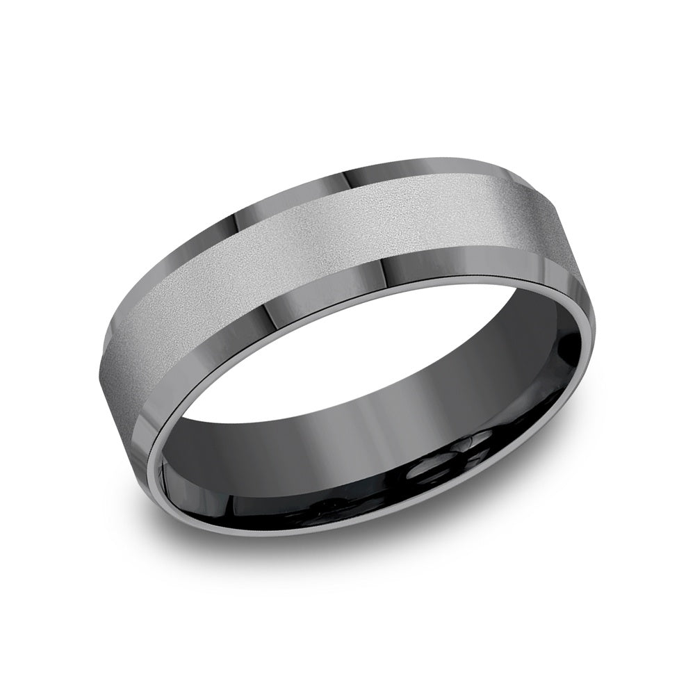 The Chancellor Men's Wedding Band in Darkened Tantalum - 7mm Width by Tantalum