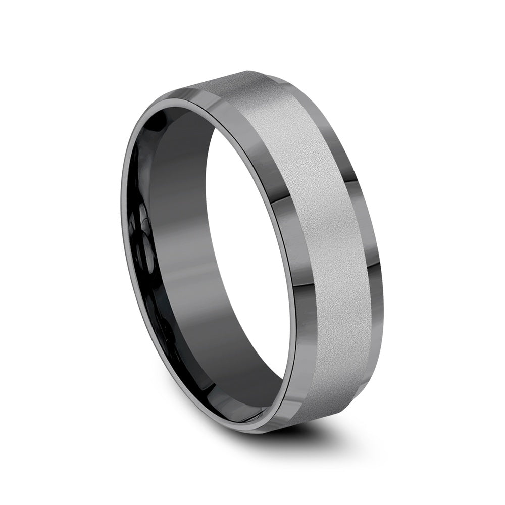 The Chancellor Men's Wedding Band in Darkened Tantalum - 7mm Width by Tantalum