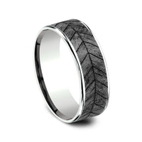 The Chevron Men's Wedding Band in 14K White Gold and Grey Tantalum - 7.5mm Width by Brook and Branch