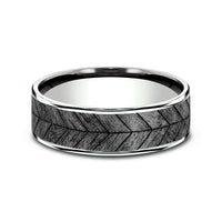The Chevron Men's Wedding Band in 14K White Gold and Grey Tantalum - 7.5mm Width by Brook and Branch