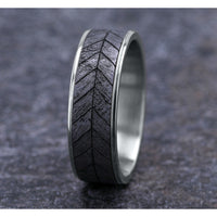 The Chevron Men's Wedding Band in 14K White Gold and Grey Tantalum - 7.5mm Width by Brook and Branch
