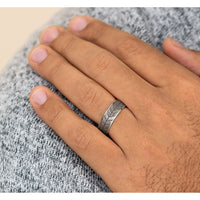The Chevron Men's Wedding Band in 14K White Gold and Grey Tantalum - 7.5mm Width by Brook and Branch