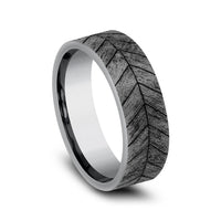 The Chevron Men's Wedding Band in Grey Tantalum - 7mm Width by Brook and Branch