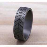 The Chevron Men's Wedding Band in Grey Tantalum - 7mm Width by Brook and Branch
