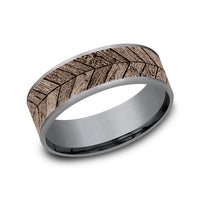 The Chevron Men's Wedding Band in Grey Tantalum and 14K Rose Gold - 7.5mm Width by Brook and Branch