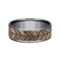 The Chevron Men's Wedding Band in Grey Tantalum and 14K Rose Gold - 7.5mm Width by Brook and Branch