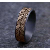 The Chevron Men's Wedding Band in Grey Tantalum and 14K Rose Gold - 7.5mm Width by Brook and Branch