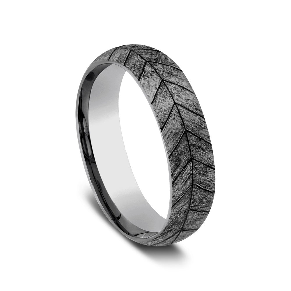 The Chevron Men's Wedding Band in Tungsten - 6mm Width by Forge