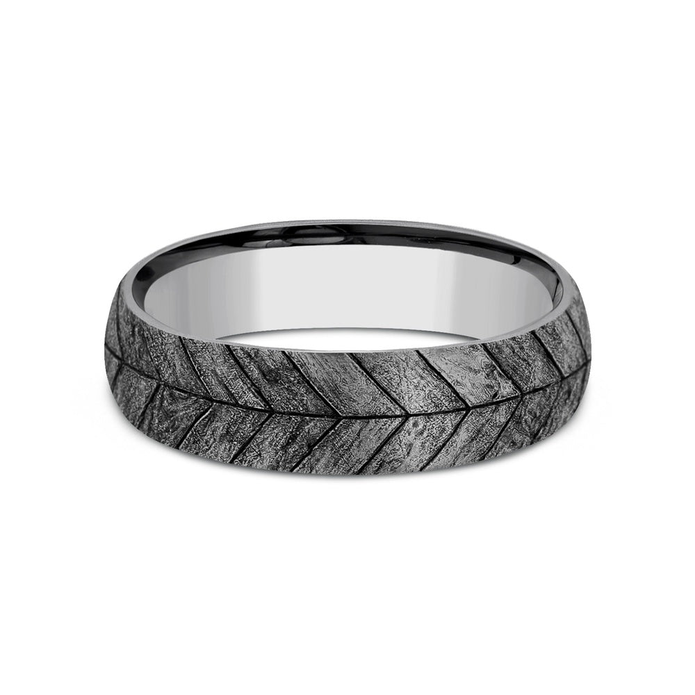 The Chevron Men's Wedding Band in Tungsten - 6mm Width by Forge
