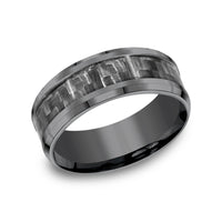 The Chief Men's Wedding Band in Tantalum and Grey Carbon Fiber - 8mm Width by Tantalum