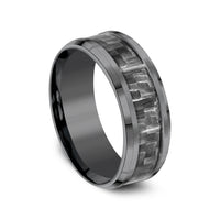 The Chief Men's Wedding Band in Tantalum and Grey Carbon Fiber - 8mm Width by Tantalum