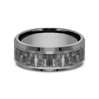 The Chief Men's Wedding Band in Tantalum and Grey Carbon Fiber - 8mm Width by Tantalum