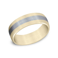The Citadel Men's Wedding Band in 14K Yellow Gold and Grey Tantalum - 7.5mm Width by Ammara Stone