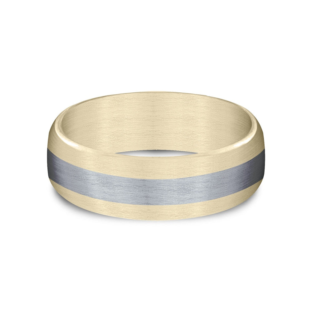 The Citadel Men's Wedding Band in 14K Yellow Gold and Grey Tantalum - 7.5mm Width by Ammara Stone