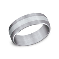 The Citadel Men's Wedding Band in Grey Tantalum and 14K White Gold - 7.5mm Width by Ammara Stone
