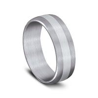 The Citadel Men's Wedding Band in Grey Tantalum and 14K White Gold - 7.5mm Width by Ammara Stone