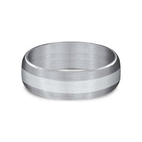 The Citadel Men's Wedding Band in Grey Tantalum and 14K White Gold - 7.5mm Width by Ammara Stone