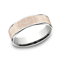 The Colonel Men's Wedding Band in 14K White and Rose Gold - 6.5mm Width by Benchmark