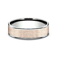 The Colonel Men's Wedding Band in 14K White and Rose Gold - 6.5mm Width by Benchmark
