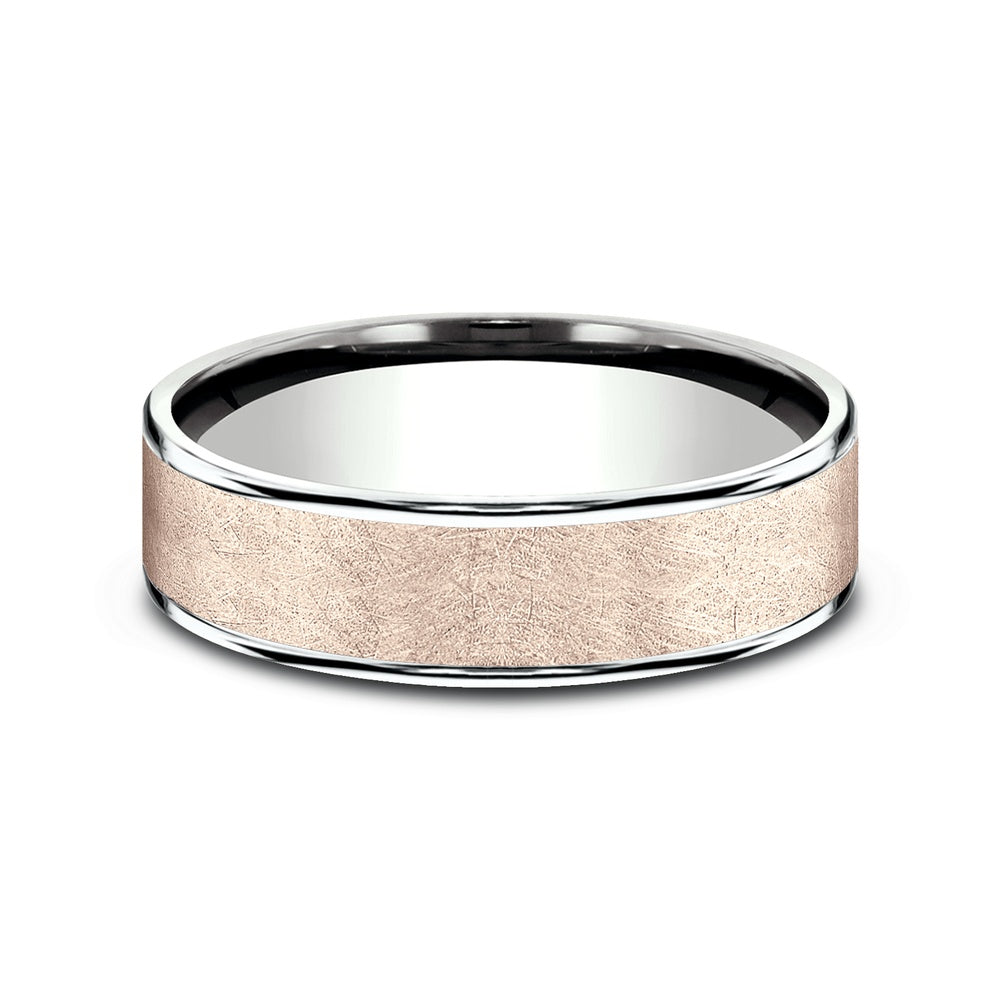 The Colonel Men's Wedding Band in 14K White and Rose Gold - 6.5mm Width by Benchmark