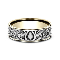 The Comanche Men's Wedding Band in 14K Yellow Gold and Grey/Black Titanium - 7.5mm Width by Ammara Stone