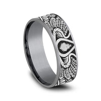 The Comanche Men's Wedding Band in Grey Tantalum and Grey/Black Titanium - 7.5mm Width by Tantalum