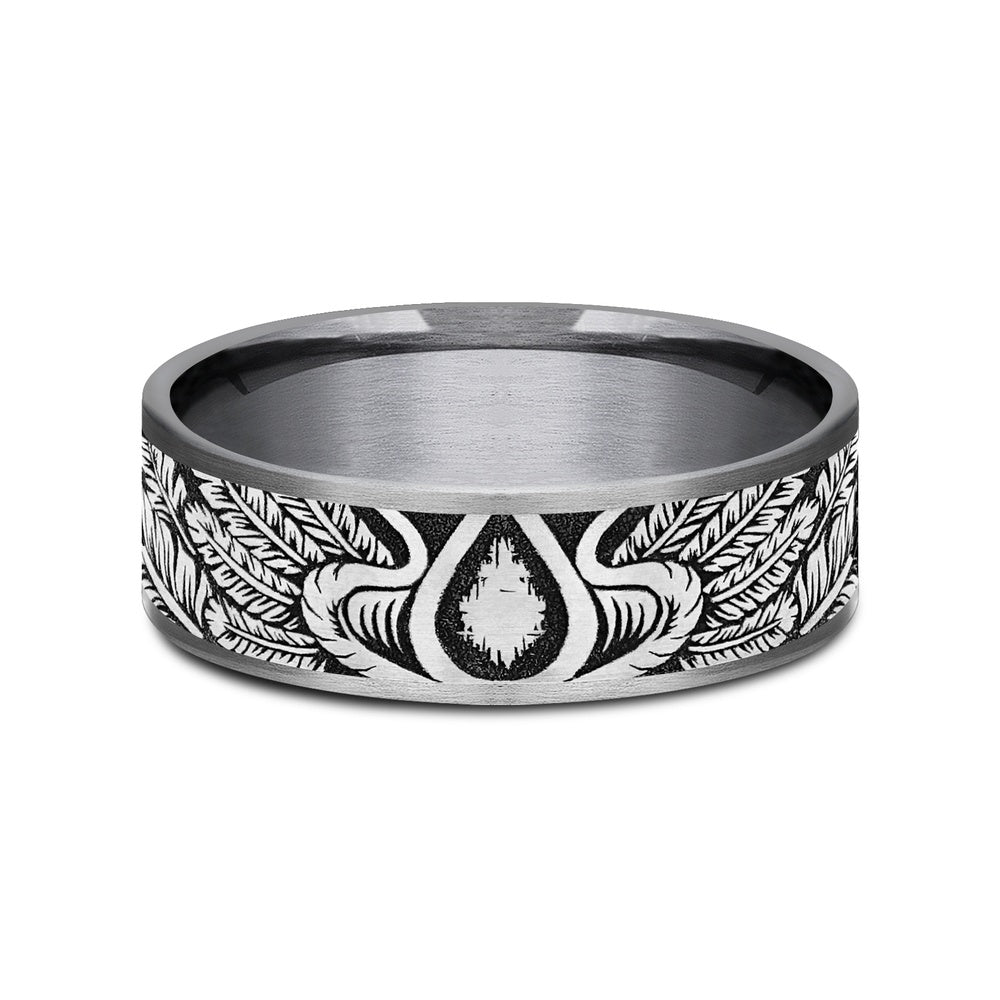 The Comanche Men's Wedding Band in Grey Tantalum and Grey/Black Titanium - 7.5mm Width by Tantalum