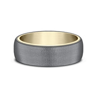 The Commodore Men's Wedding Band in 14K Yellow Gold and Tantalum - 6.5mm Width by Ammara Stone