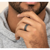 The Commodore Men's Wedding Band in 14K Yellow Gold and Tantalum - 6.5mm Width by Ammara Stone