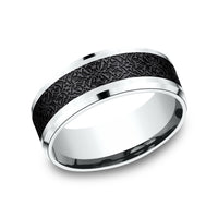 The Conquerer Men's Wedding Band in 14K White Gold and Black Titanium - 8mm Width by Ammara Stone