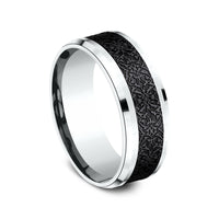 The Conquerer Men's Wedding Band in 14K White Gold and Black Titanium - 8mm Width by Ammara Stone