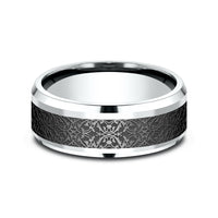 The Conquerer Men's Wedding Band in 14K White Gold and Black Titanium - 8mm Width by Ammara Stone