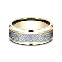 The Conquerer Men's Wedding Band in 14K Yellow and White Gold - 8mm Width by Benchmark