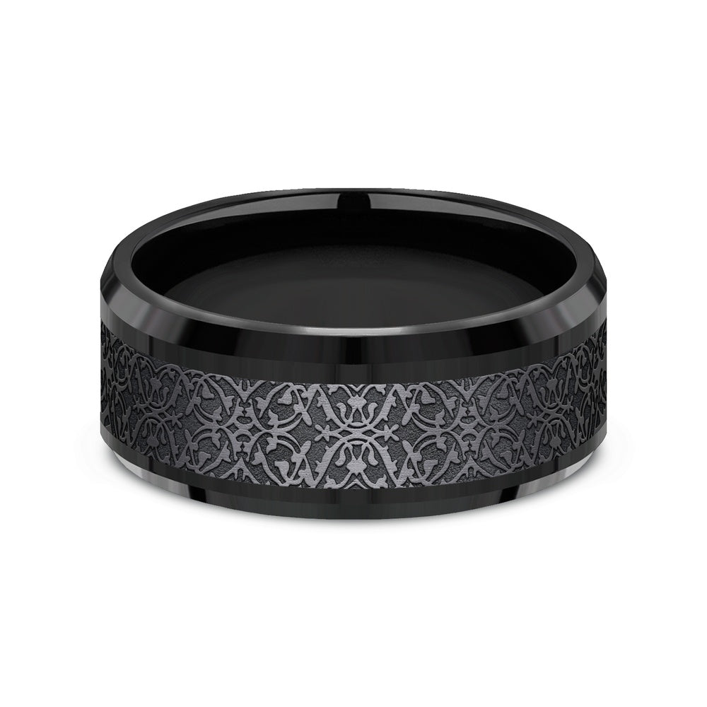 The Conquerer Men's Wedding Band in Black Titanium - 9mm Width by Forge