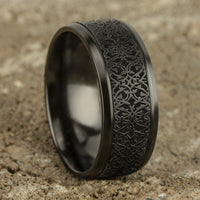 The Conquerer Men's Wedding Band in Black Titanium - 9mm Width by Forge