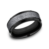 The Conquerer Men's Wedding Band in Black Titanium and Grey Tantalum - 8mm Width by Tantalum