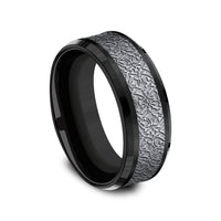 The Conquerer Men's Wedding Band in Black Titanium and Grey Tantalum - 8mm Width by Tantalum
