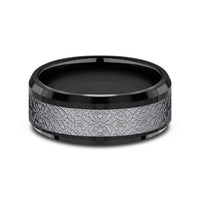 The Conquerer Men's Wedding Band in Black Titanium and Grey Tantalum - 8mm Width by Tantalum