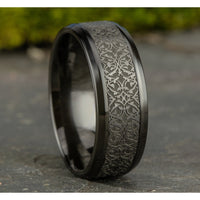 The Conquerer Men's Wedding Band in Black Titanium and Grey Tantalum - 8mm Width by Tantalum