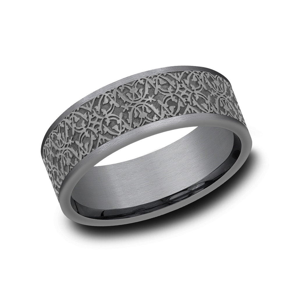 The Conquerer Men's Wedding Band in Grey Tantalum - 7mm Width by Tantalum