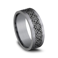 The Conquerer Men's Wedding Band in Grey Tantalum and Grey/Black Titanium - 8mm Width by Tantalum
