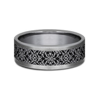 The Conquerer Men's Wedding Band in Grey Tantalum and Grey/Black Titanium - 8mm Width by Tantalum