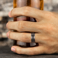 The Conquerer Men's Wedding Band in Grey Tantalum and Grey/Black Titanium - 8mm Width by Tantalum