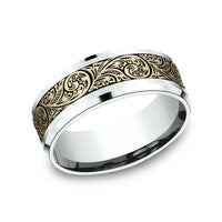 The Contessa Men's Wedding Band in 14K White and Yellow Gold - 8mm Width by Benchmark