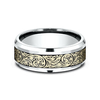The Contessa Men's Wedding Band in 14K White and Yellow Gold - 8mm Width by Benchmark