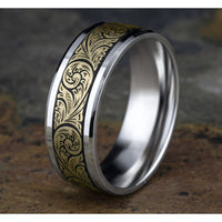 The Contessa Men's Wedding Band in 14K White and Yellow Gold - 8mm Width by Benchmark